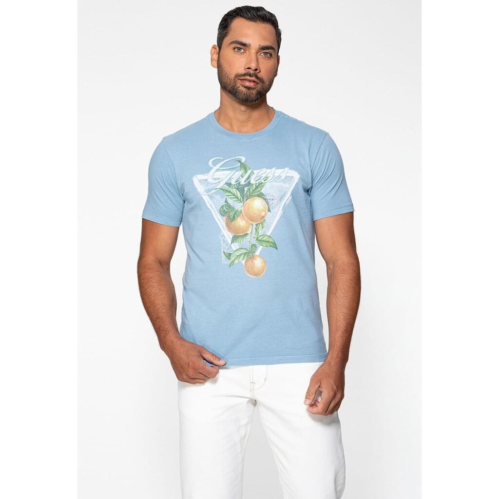 Camiseta Guess Silk Apricot Azul Claro