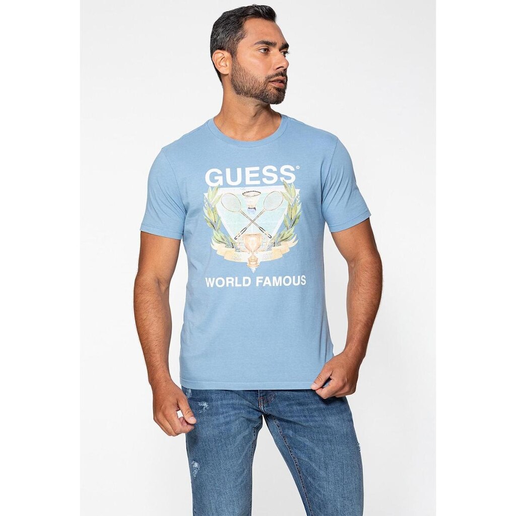 Camiseta Guess Silk Badminton Azul Claro