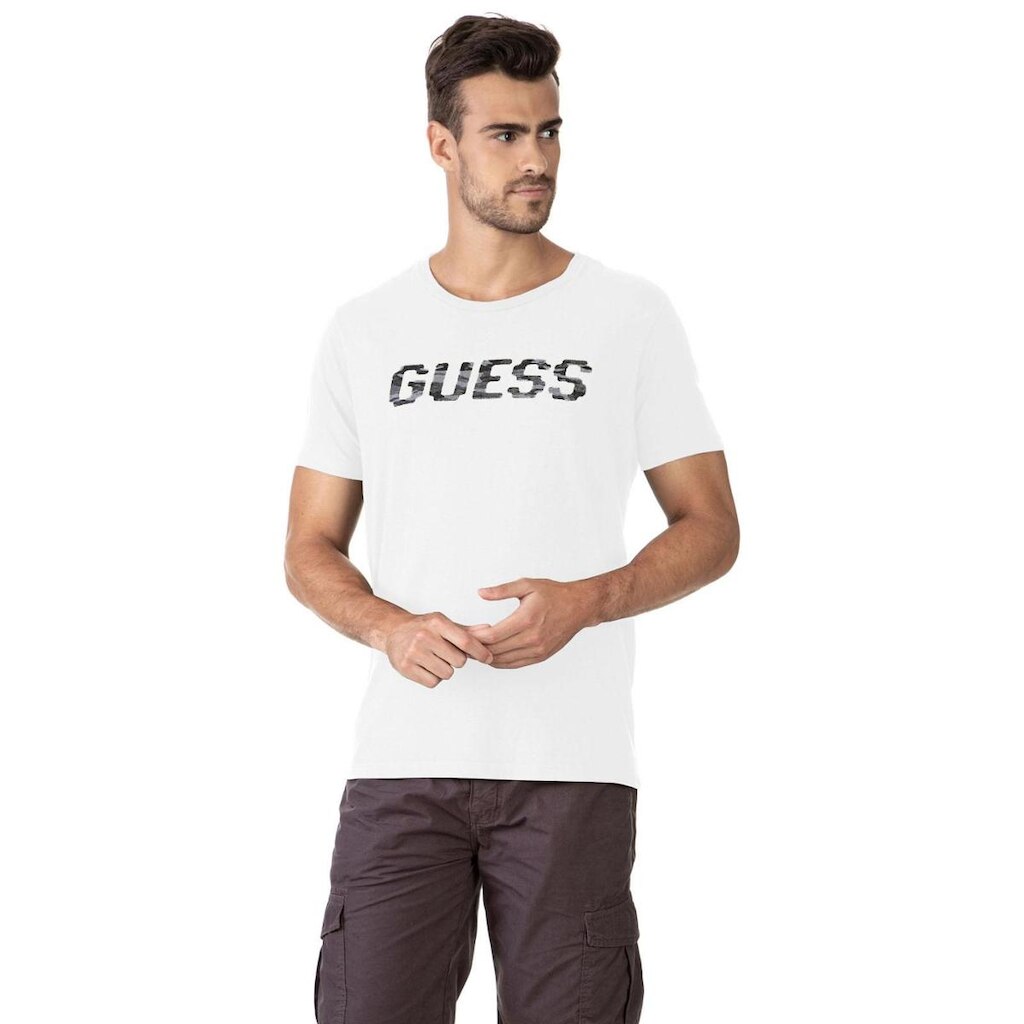 Camiseta Guess Silk Camuflado Branco
