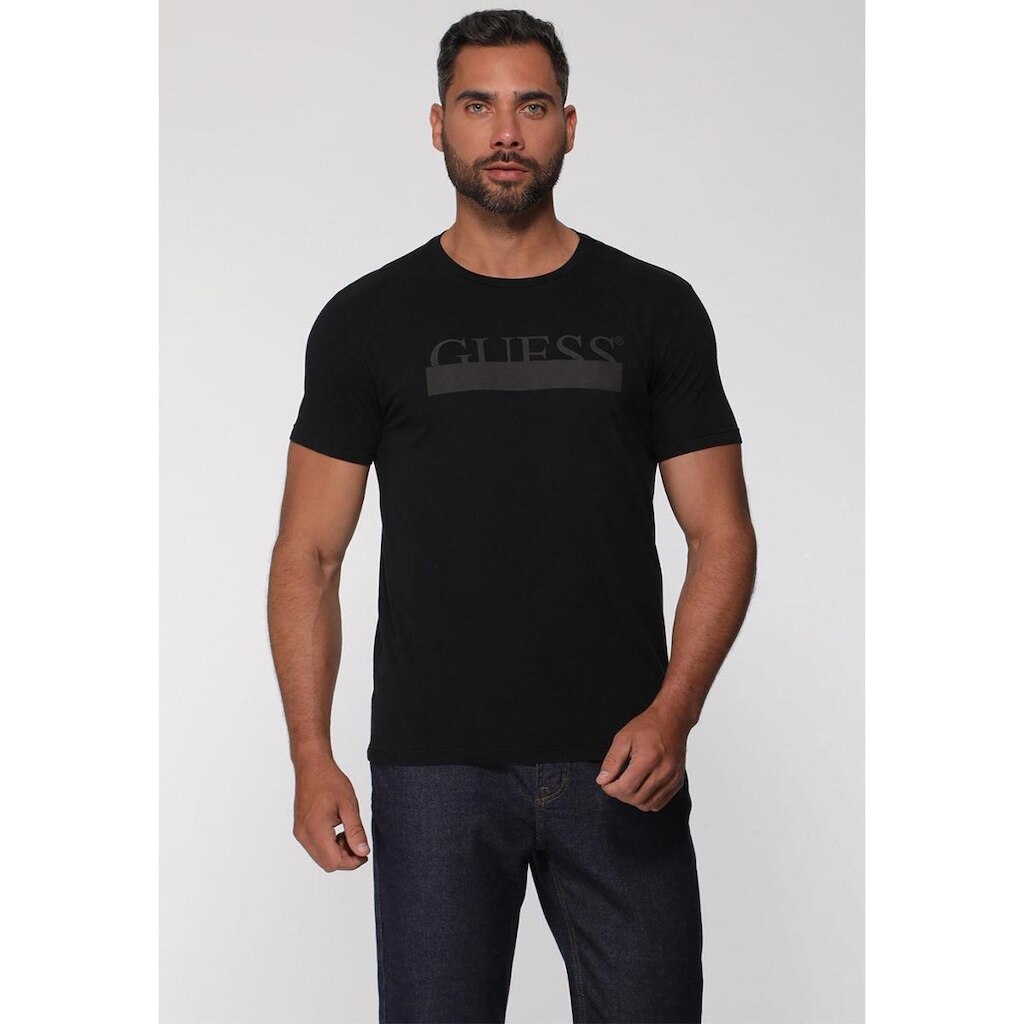 Camiseta Guess Silk Emborrachado Preto