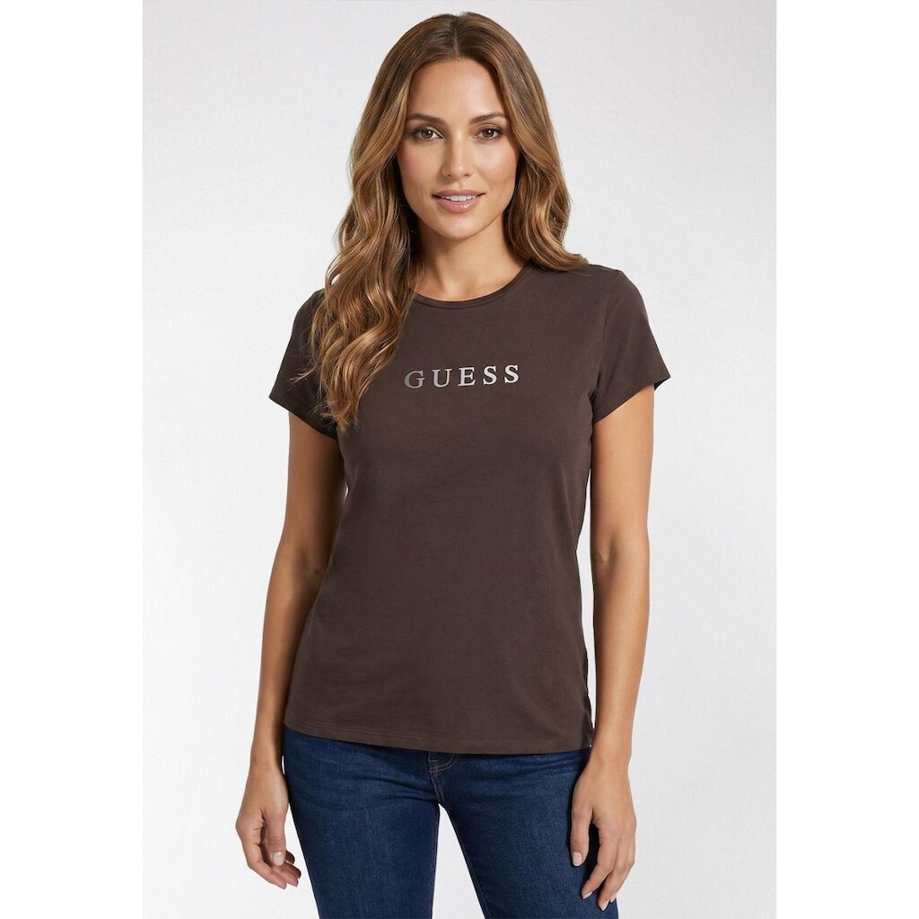 Camiseta Guess Silk Foil Marrom