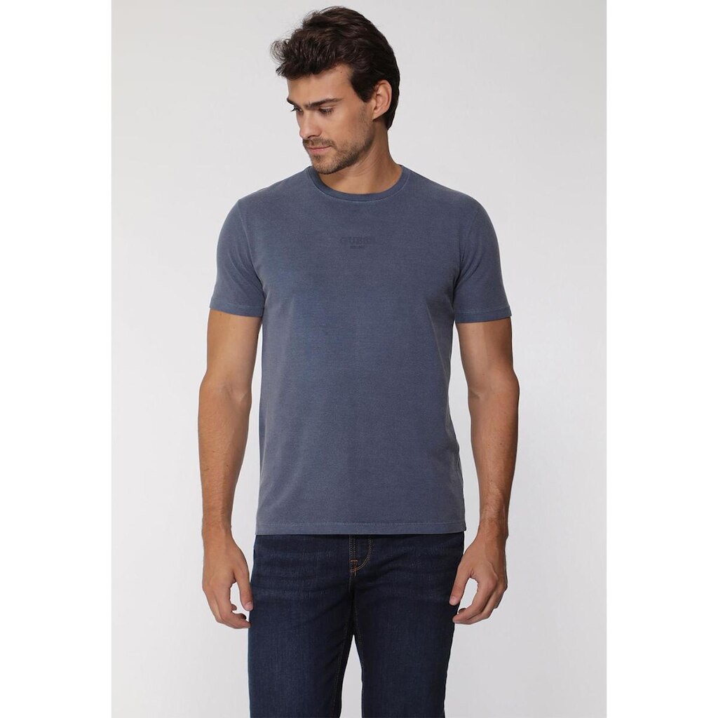 Camiseta Guess Silk Laser Estonada Azul