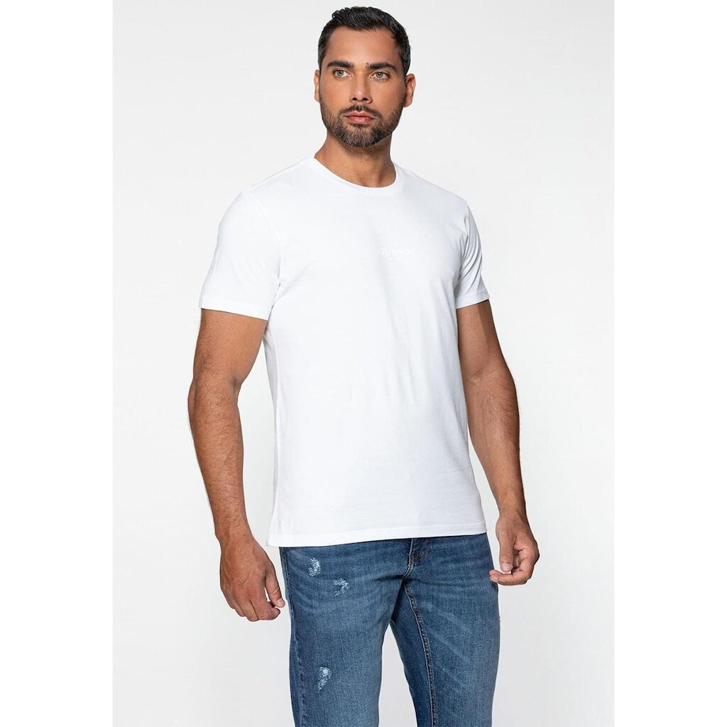Camiseta Guess Silk Laser Estonada Branco