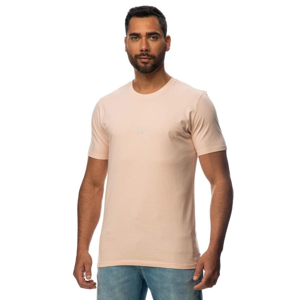 Camiseta Guess Silk Laser Estonada Rosa Claro