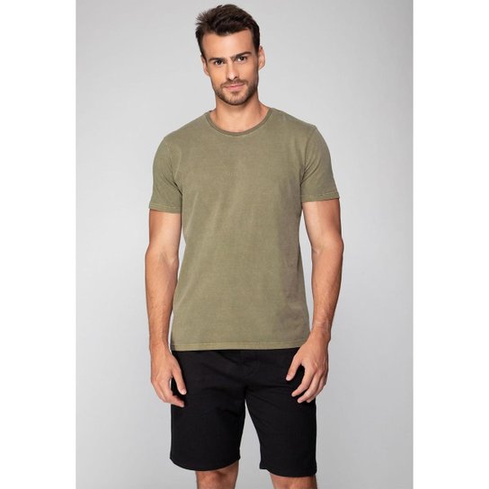 Camiseta Guess Silk Laser Estonada Verde Escuro