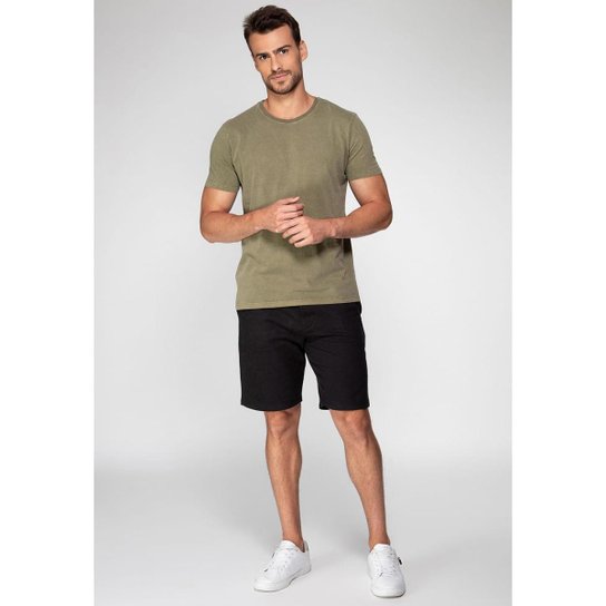 Camiseta Guess Silk Laser Estonada Verde Escuro