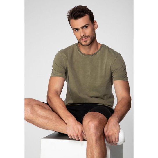 Camiseta Guess Silk Laser Estonada Verde Escuro