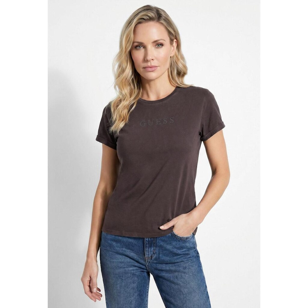 Camiseta Guess Silk Relevo Marrom
