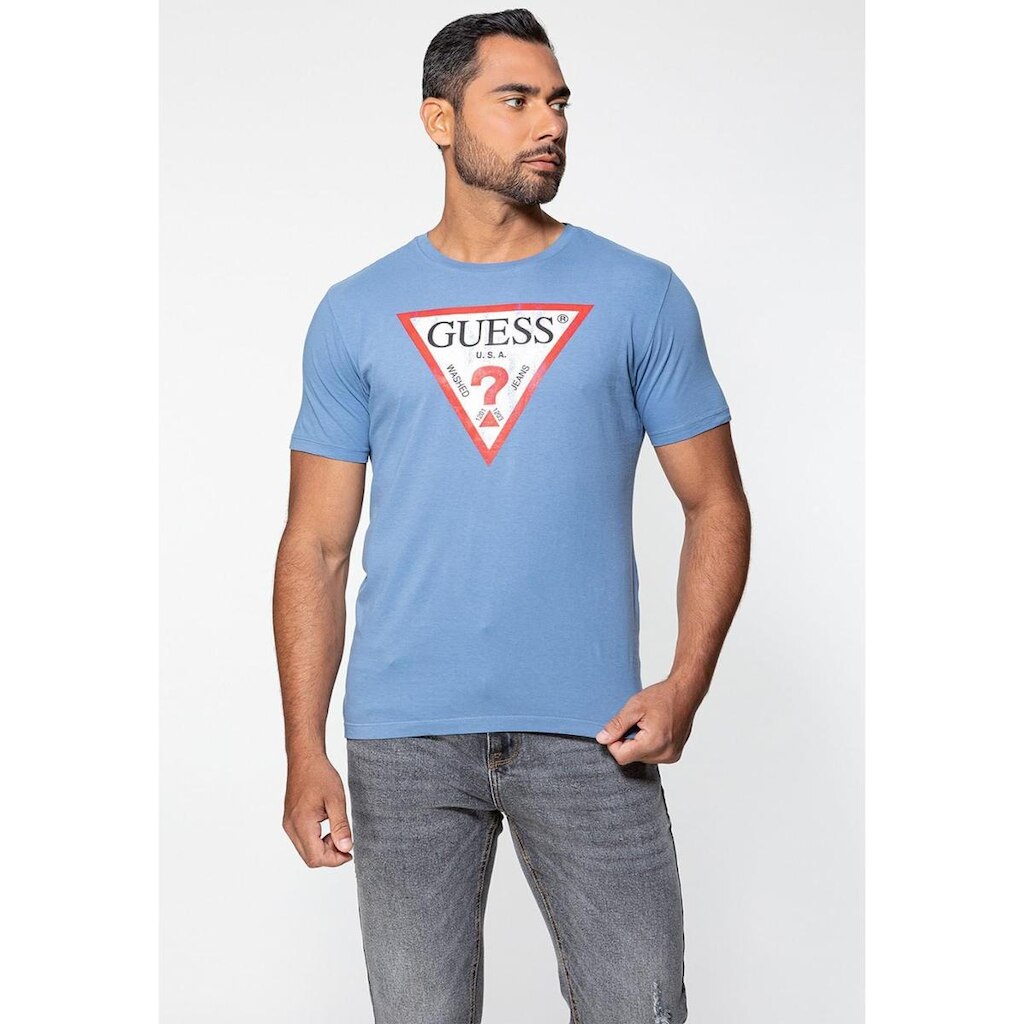 Camiseta Guess Triang Desgastado Azul