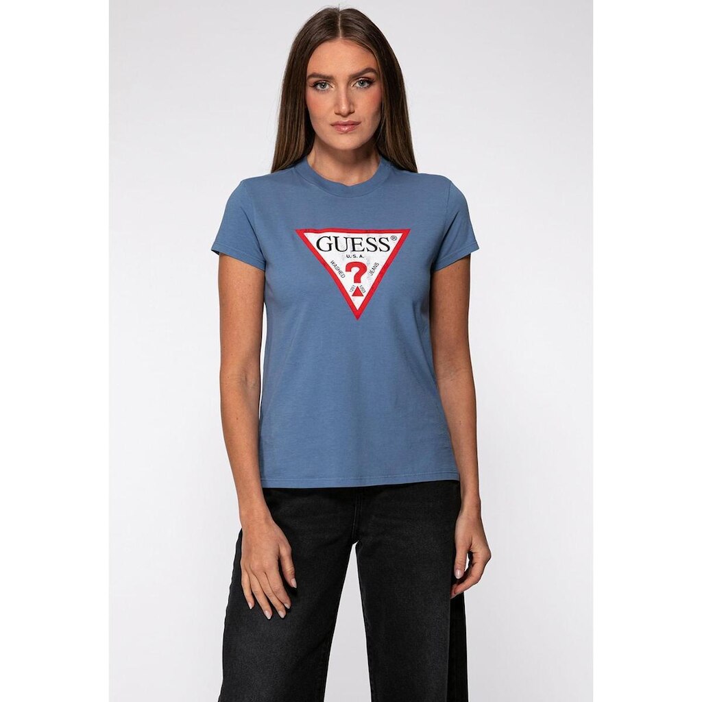 Camiseta Guess Triang Trad Desgastado Azul
