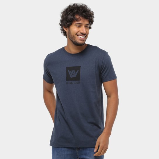 Camiseta Hang Loose Silk Surf Masculina - Azul+Preto Menor preço em Camiseta Hang Loose Silk Surf Masculina - Azul+Preto
