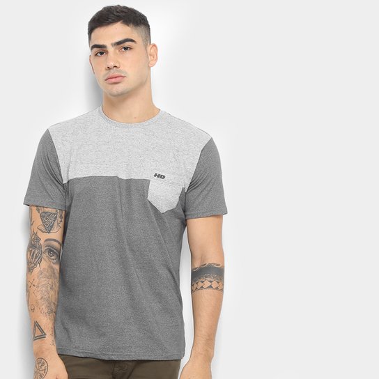 Camiseta HD Inverted Blocks Masculina - Cinza