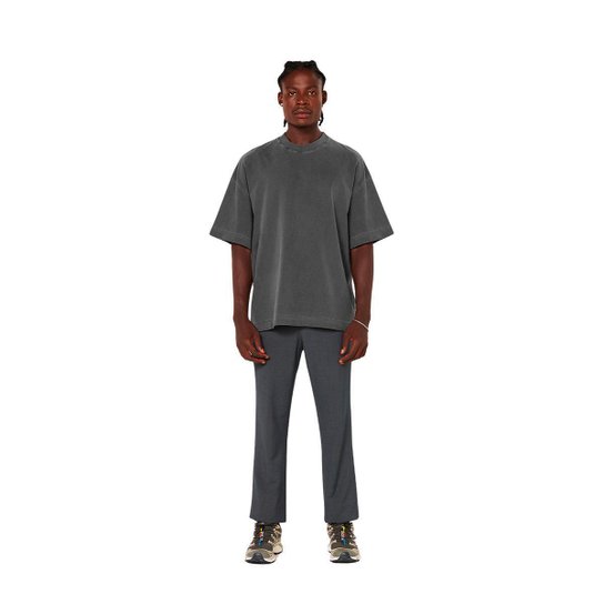 Camiseta Heavy Oversized Camisa Ultra Pesada Cinza Chumbo
