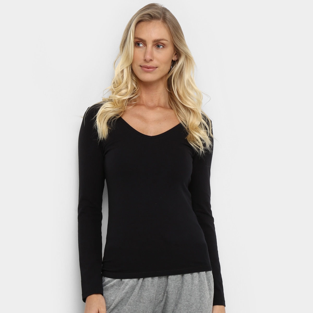 Camiseta Hering Básica Manga Longa Feminina Menor preço em Camiseta Hering Básica Manga Longa Feminina