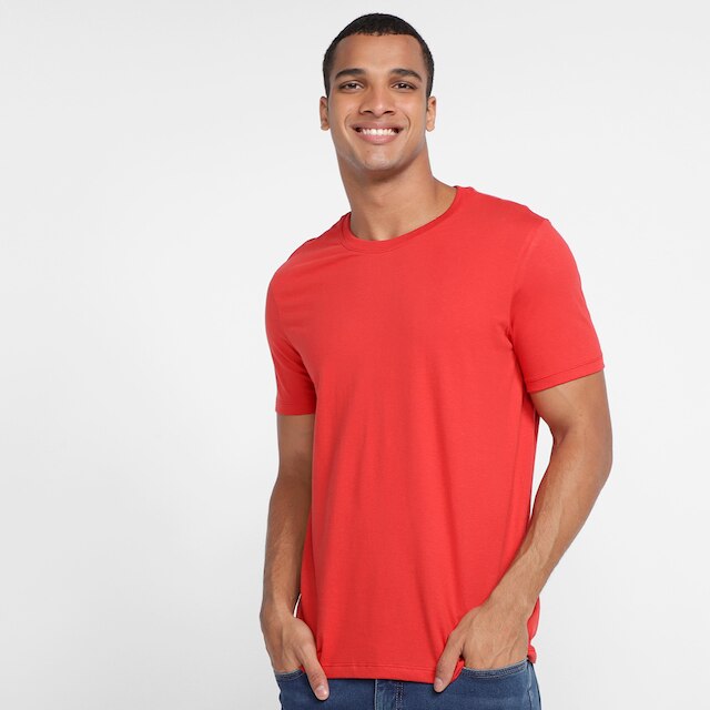 Camiseta Hering Básica Masculina - Vermelho Escuro Menor preço em Camiseta Hering Básica Masculina - Vermelho Escuro