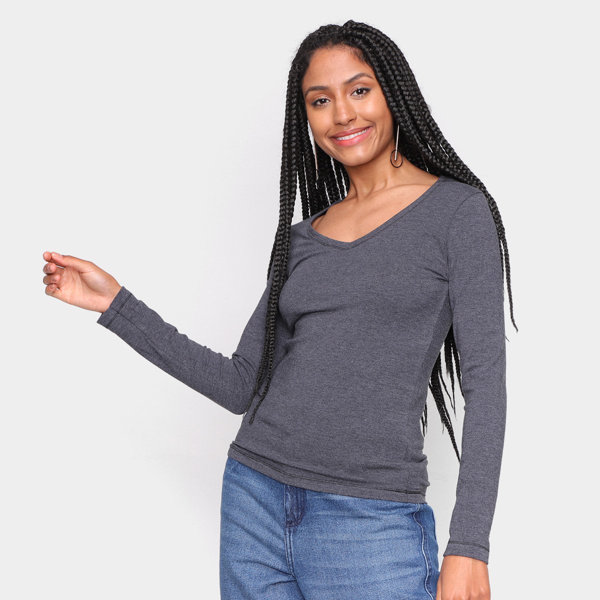 camiseta hering gola v feminina