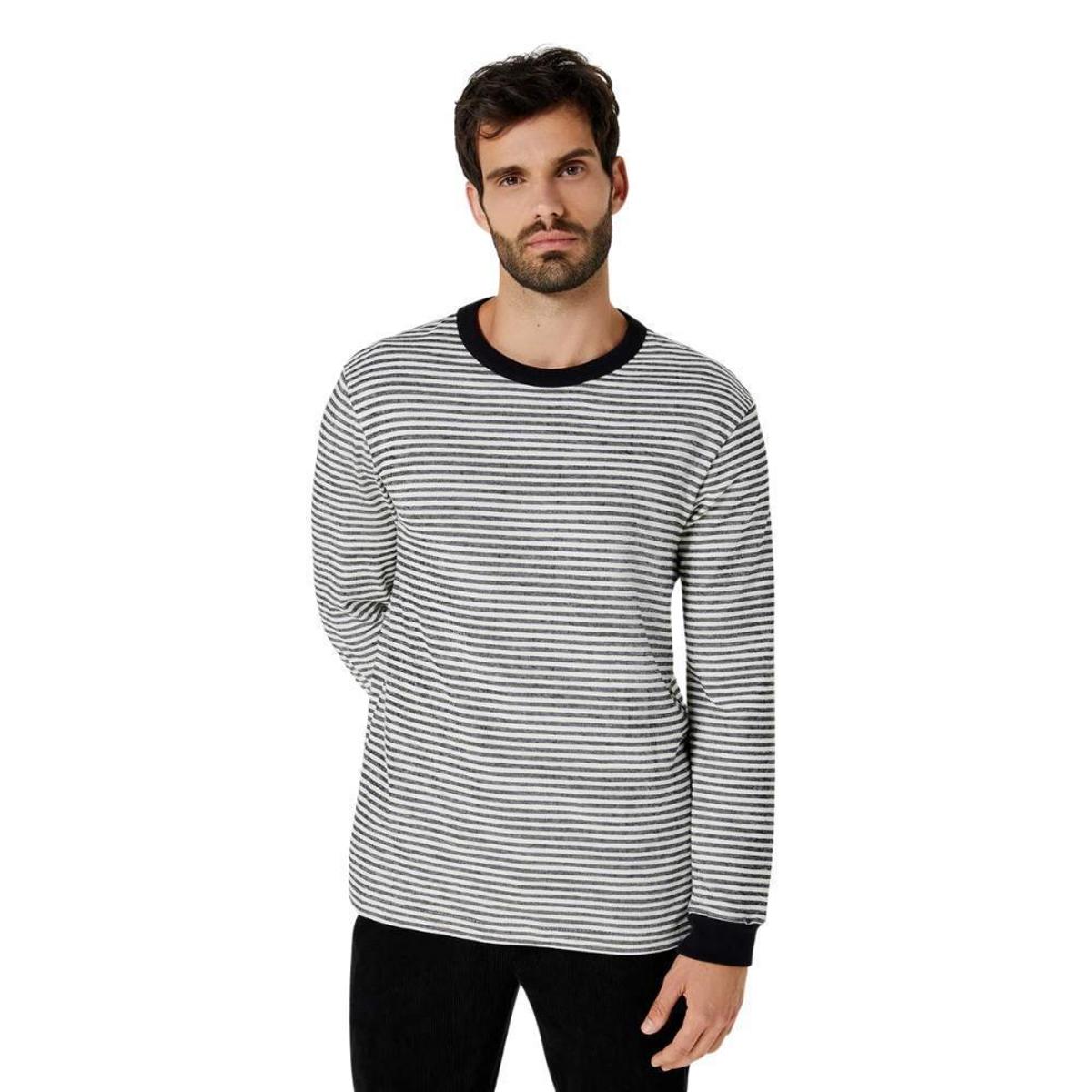 Camiseta Hering Manga Longa Listras Masculina - Preto | Netshoes