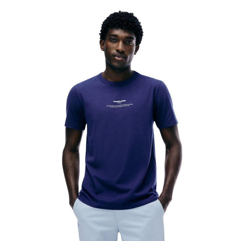 Camiseta Hering Tranquilidade Azul Marinho Algodão