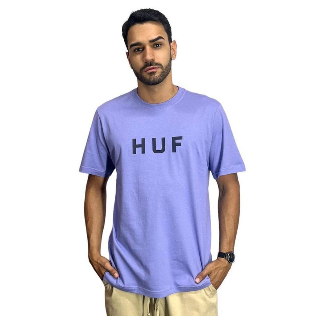 Camiseta Huf Essentials Og Logo Tee- Lilás