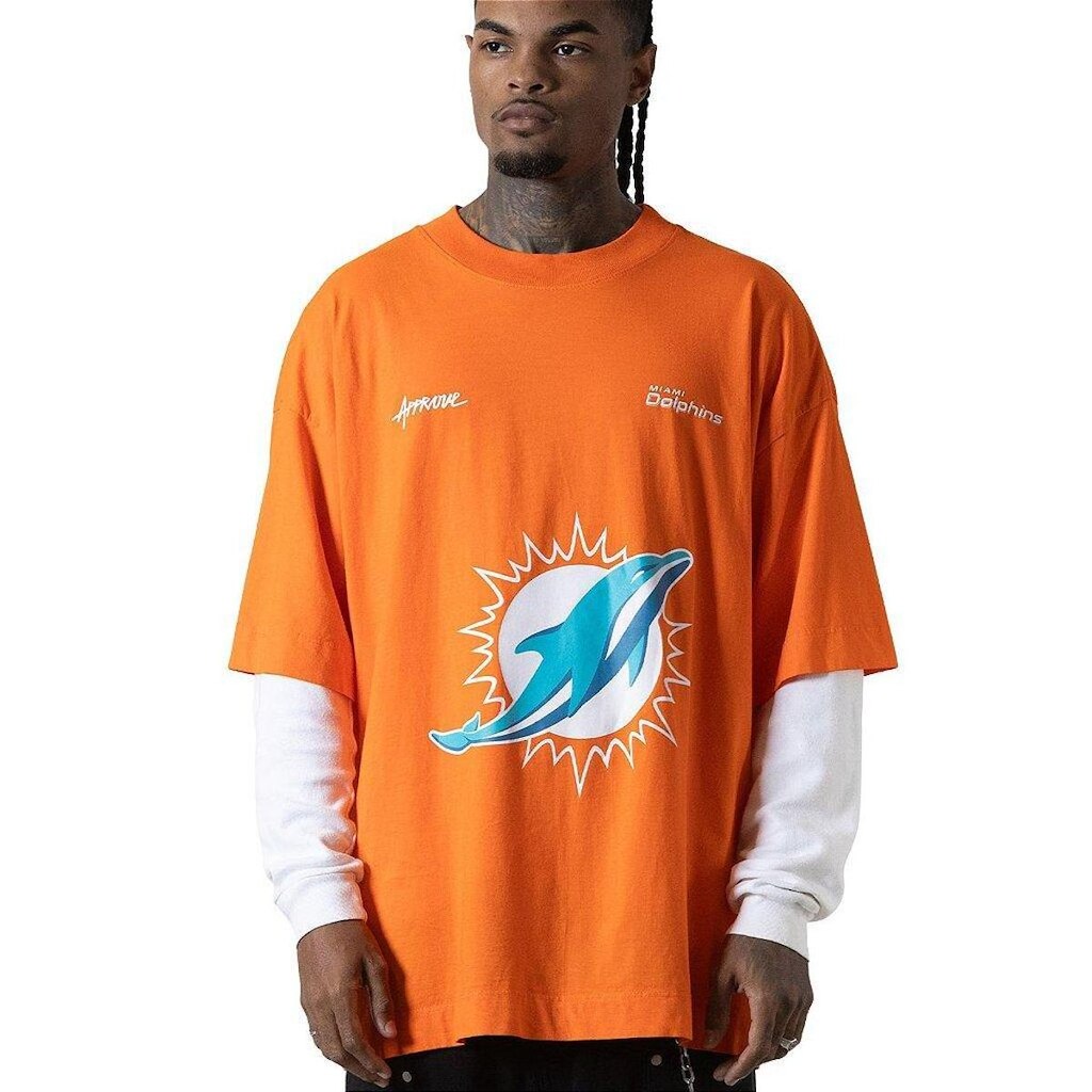 Camiseta Huge Oversized Approve x NFL II Dolphins Laranja