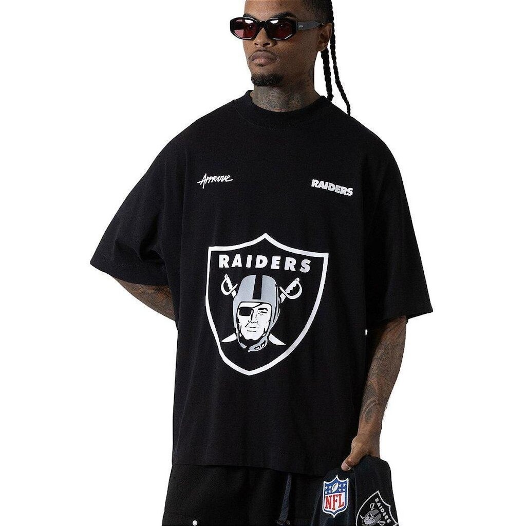 Camiseta Huge Oversized Approve x NFL II Raiders Preta