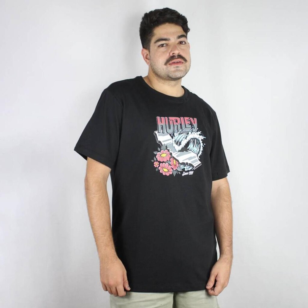 Camiseta Hurley Floral Wave Preto