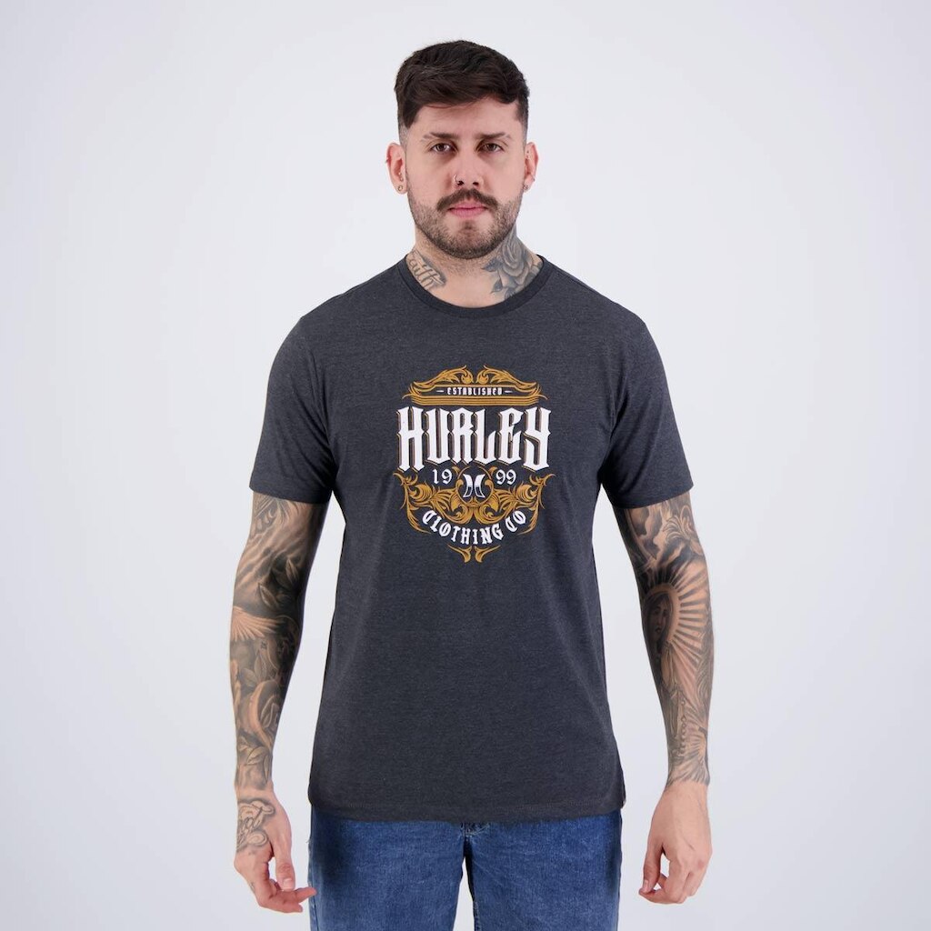 Camiseta Hurley Label Mescla Preta