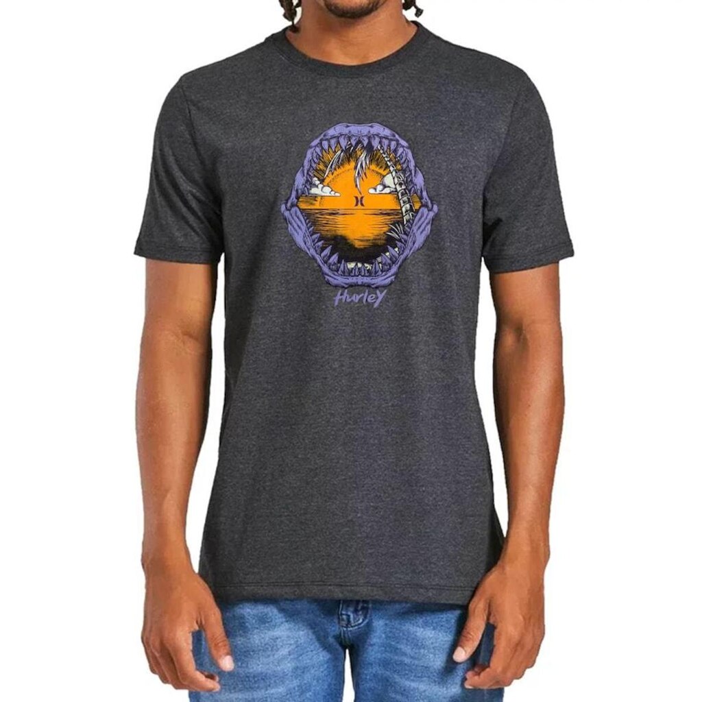 Camiseta Hurley Shark Mescla Preto
