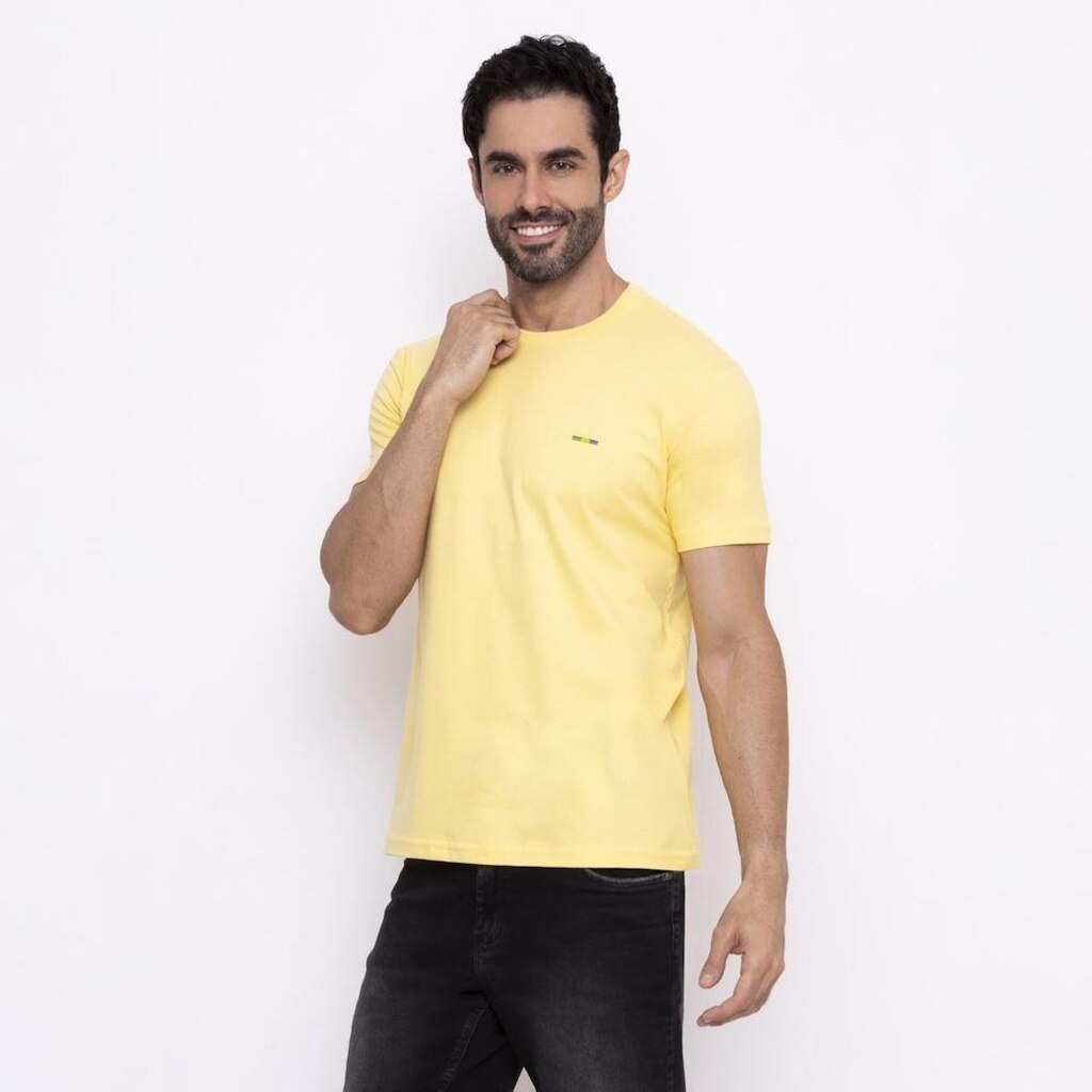 Camiseta Industrie Básica Bordada Brasil Algodão Premium Masculina