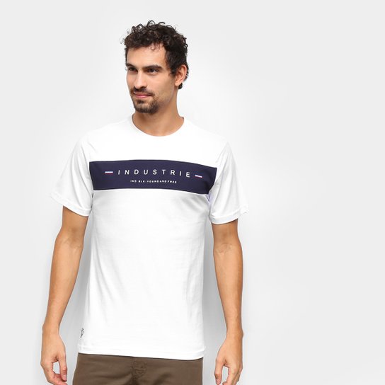 Camiseta Industrie Estampada Manga Curta Masculina - Branco Menor preço em Camiseta Industrie Estampada Manga Curta Masculina - Branco
