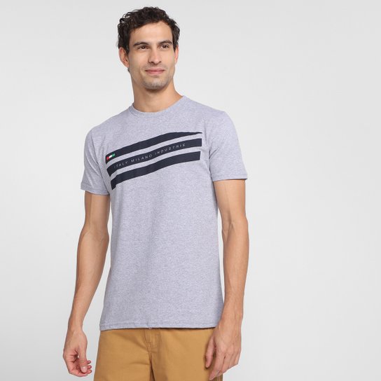 Camiseta Industrie Estampada Masculina - Cinza Menor preço em Camiseta Industrie Estampada Masculina - Cinza