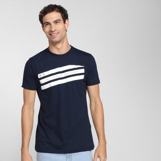 Camiseta Industrie Estampada Masculina - Azul Petróleo Menor preço em Camiseta Industrie Estampada Masculina - Azul Petróleo