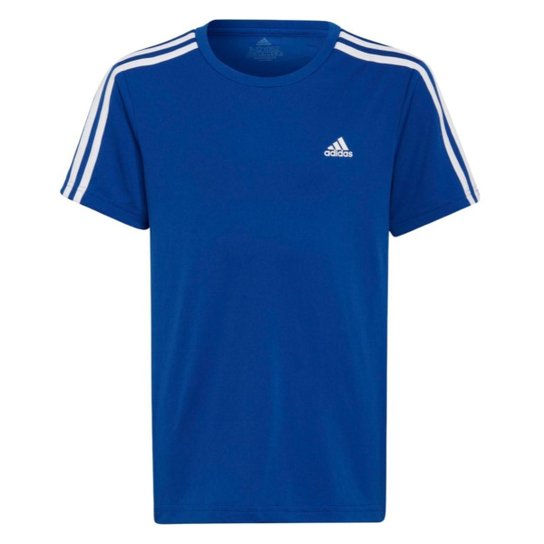 Camiseta Infantil Adidas 3 Listras Masculina - Azul Escuro Menor preço em Camiseta Infantil Adidas 3 Listras Masculina - Azul Escuro
