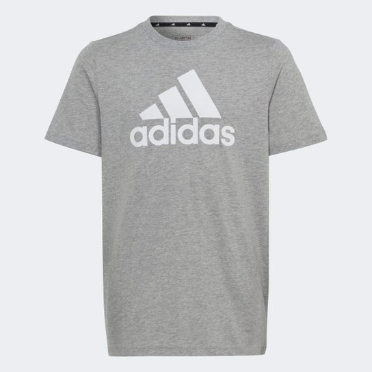 Camiseta Infantil Adidas Big Logo - Cinza+Branco Menor preço em Camiseta Infantil Adidas Big Logo - Cinza+Branco