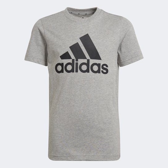 Camiseta Infantil Adidas Essentials Menino - Cinza+Preto Menor preço em Camiseta Infantil Adidas Essentials Menino - Cinza+Preto