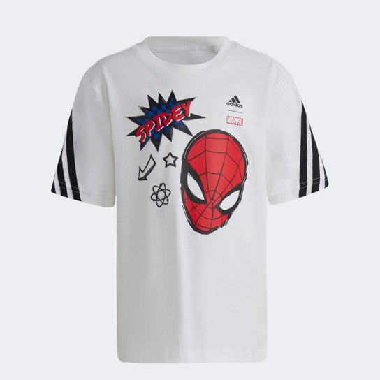 Camiseta Infantil Adidas Marvel Homem-Aranha Menino - Branco+Preto Menor preço em Camiseta Infantil Adidas Marvel Homem-Aranha Menino - Branco+Preto