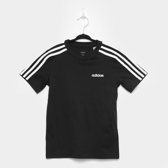 Camiseta Infantil Adidas Yb E 3S Masculina - Preto e Branco Menor preço em Camiseta Infantil Adidas Yb E 3S Masculina - Preto e Branco