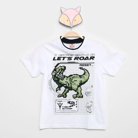 Camiseta Infantil Brandili Dinossauro Menino - Branco Menor preço em Camiseta Infantil Brandili Dinossauro Menino - Branco