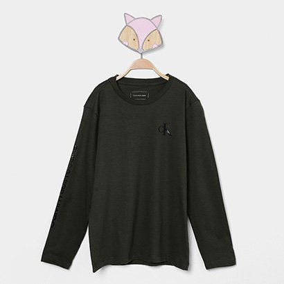 Camiseta Infantil Calvin Klein Logo Gel Manga Longa Menino - Masculino