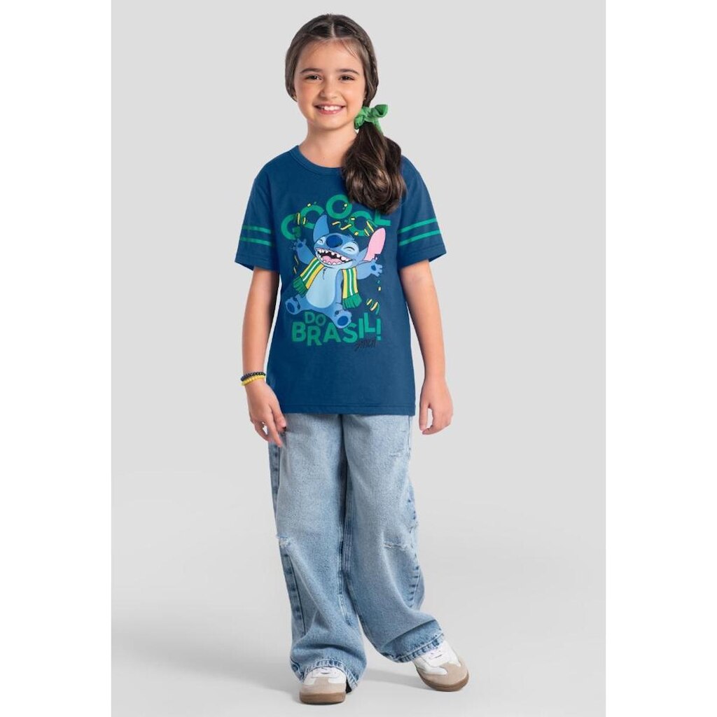 Camiseta infantil copa com Stitch Brandili