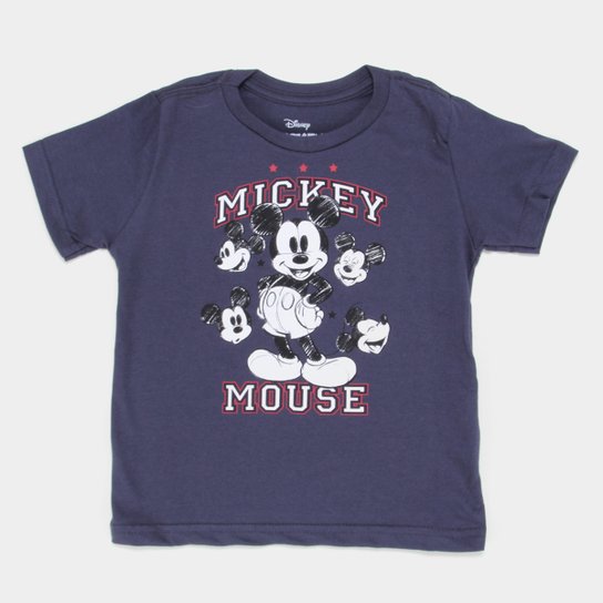 Camiseta Infantil Disney Mickey College Masculina - Marinho Menor preço em Camiseta Infantil Disney Mickey College Masculina - Marinho