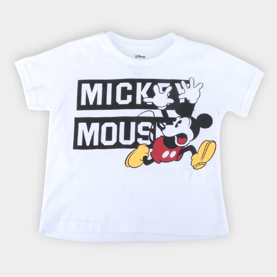 Camiseta Infantil Disney Mickey Mouse Masculina - Branco Menor preço em Camiseta Infantil Disney Mickey Mouse Masculina - Branco