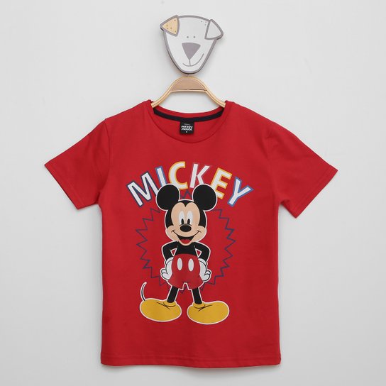 Camiseta Infantil Disney Mickey Mouse Menino - Vermelho Menor preço em Camiseta Infantil Disney Mickey Mouse Menino - Vermelho