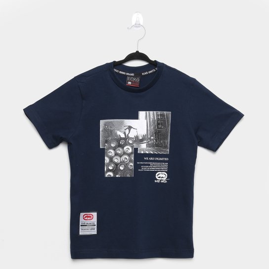 Camiseta Infantil Ecko We Are Unlimited Manga Curta Masculina - Azul
