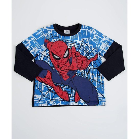 Camiseta Infantil Estampa Homem Aranha Marvel Masculina - Marinho Menor preço em Camiseta Infantil Estampa Homem Aranha Marvel Masculina - Marinho