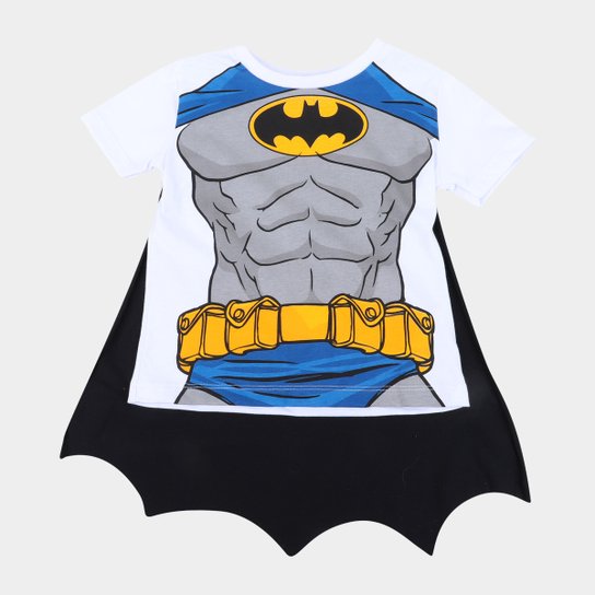 Camiseta Infantil Fakini Batman Com Capa Masculina - Branco Menor preço em Camiseta Infantil Fakini Batman Com Capa Masculina - Branco