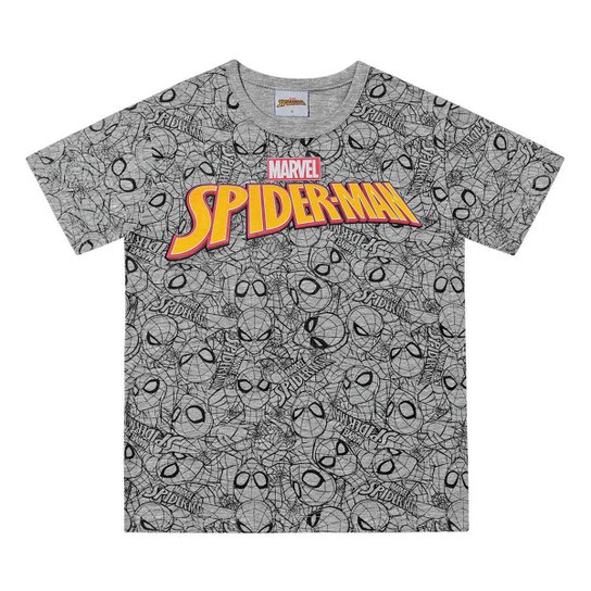 Camiseta Infantil Fakini Spider Man Manga Curta Masculina - Mescla Menor preço em Camiseta Infantil Fakini Spider Man Manga Curta Masculina - Mescla