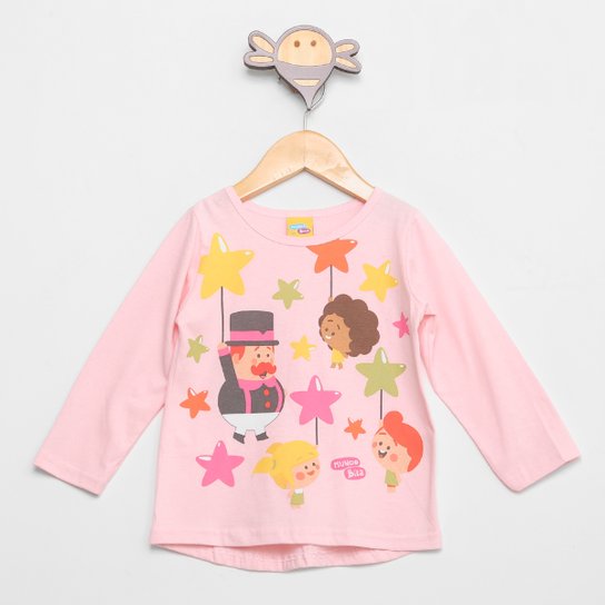 Camiseta Infantil Kamylus Mundo Bita Manga Longa Menina - Rosa Claro Menor preço em Camiseta Infantil Kamylus Mundo Bita Manga Longa Menina - Rosa Claro