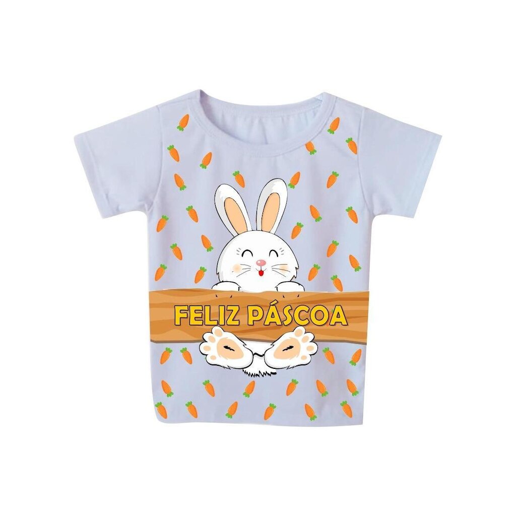 Camiseta Infantil Manga Curta Pascoa Coelho