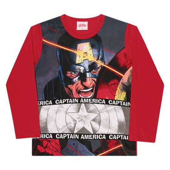 Camiseta Infantil Marvel By Kamylus Capitão América Manga Longa Masculina - Vermelho é ruim? Camiseta Infantil Marvel By Kamylus Capitão América Manga Longa Masculina - Vermelho é boa?